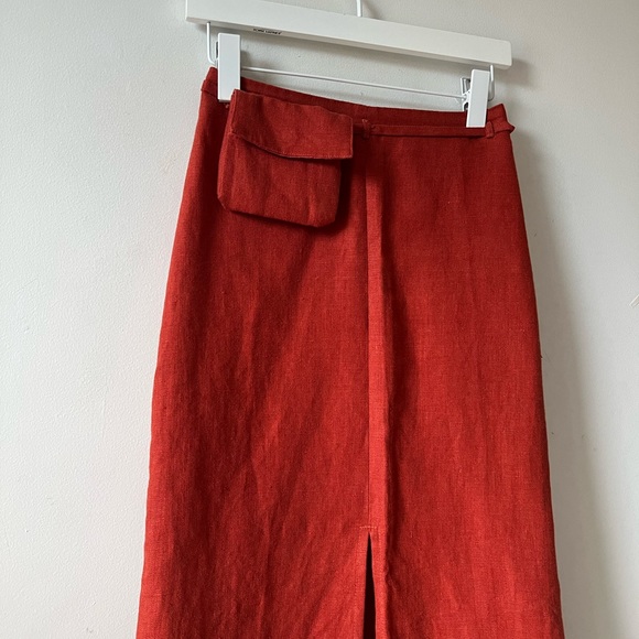 PALOMA WOOL Aquila Red Linen Skirt and Crop Top 34 XS - Picture 13 of 16